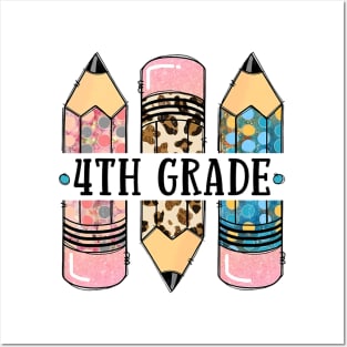 4th Grade Leopard Pencil Back To School Teachers Students Posters and Art